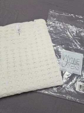 Wynne Layers Womens Plus 3X Ivory V Neck Short Sleeve Open Knit Sweater Cotton